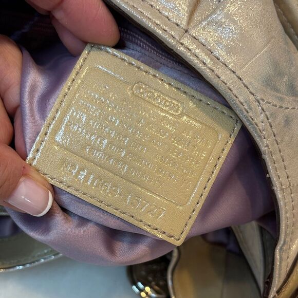 Coach Bag Purse Handbag Leather Maggie Mia Embossed OpArt Metallic Hobo Shoulder - Picture 16 of 16